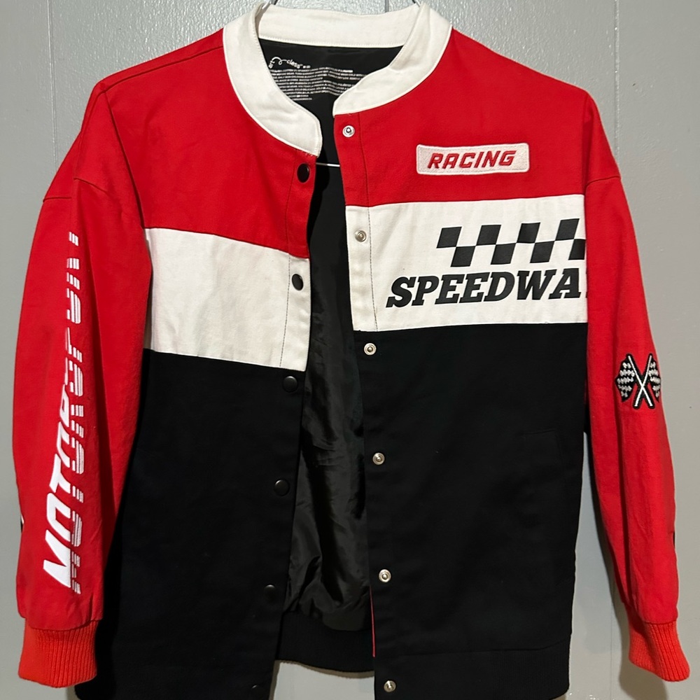 Racing jaket Red and White Snap Jacket
